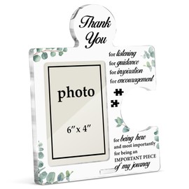 Thank You Gift Picture Frame, Appreciation Gifts for Teachers Coworkers Boss Leader Supervisor Principal Mentor, Thank You Acrylic Puzzle Piece Tabletop Display Picture Frames, Photo 6 x 4 Inches