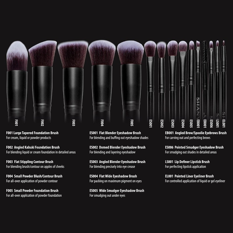 SHANY Makeup Brushes - Black Bombshell - 14-Piece Brush Set