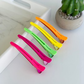 FRAMAR Neon Sectioning Hair Clips – Clips For Hair, Hair Clips For Styling, Hair Sectioning Clips, Creaseless Hair Clips For Women, No Crease Hair Clips For Girls - 10 Pack