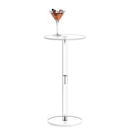 HMYHUM Acrylic Drink Table for Small Spaces, 10" L x 10" W x 21.3" H, Drink Side/End Table for Living Room, Round, Easy Assembly, Clear
