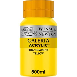 Winsor & Newton 2150653 Galeria Acrylic Paint, High Pigmentation, Non-Fading, Butter Consistency, 500 ml Pot - Transparent Yellow