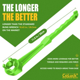 CoLuck Drum Wrench, Aluminum Gallon Bung Wrench Barrel Dung Wrench Drum Opener Tool for Opening 10 15 20 30 50 55 Gallon Drum, Fits 2 inch and 3/4 inch Drum Plug Green