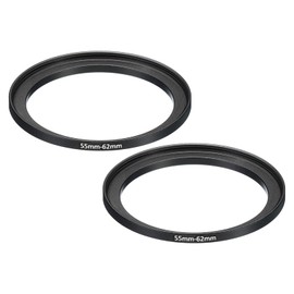 PATIKIL 55mm-62mm Metal Step Up Ring, 2 Pack Camera Lens Filter Adapter Ring Aluminum Filter Adapter Ring for Camera Lenses Hood, Black