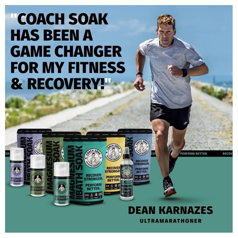 3 Pack Bundle: Coach Soak Recovery Bath Soak, Epsom Salt