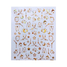 Galaxy Zodiac Stars Nail Sticker Meteor Moon Stripe Laser Gold R262 Nail Wraps Stickers Manicure Supplies for Women Nails Full Long Lasting Easy Apply and Remove