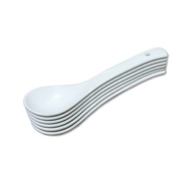 ACANDYL Asian Soup Spoon 6 Pieces Chinese Soup Spoons Japanese Spoons Ceramic Spoon Easy to Hold Non-slip Bottom for Pho Miso Wonton Ramen Dumpling Noodle Bright White 6.65 Inch