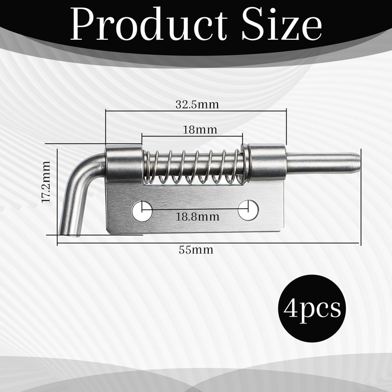 4 Pcs Stainless Steel Flat Pin Hinge Spring Latch, Heavy