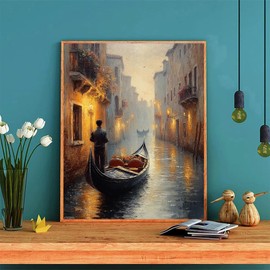 XTXGERL DIY Paint by Numbers for Adults Beginner, Venice Gondola on Quiet Canal Ride, Paint by Numbers Kit Painting by Numbers for Adults, 16"x20"