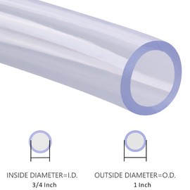 DERNORD PVC Tubing 3/4"ID X 1"OD Flexible Clear Vinyl Hose 5 Feet for Food Grade