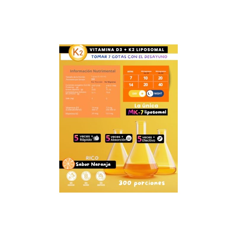 Nsn | Vitamina D3 + K2 Liposomal en Gotas |