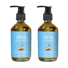 2 botellas Aceite corporal vainilla caramelizada, aceite corporal de vainilla caramelizada,aceite corporal después del baño