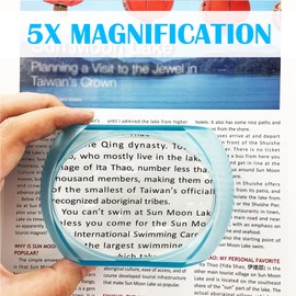 MAGDEPO 3 inch Dome Magnifier 5X Desktop Reading Magnifying Acrylic Paperweight with Card Magnifier and Protective Case for Small Print, Books, and Maps