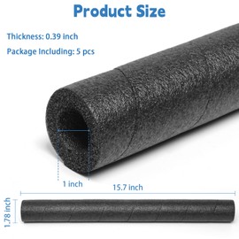 Storystore Pipe Insulation Foam Tube, 5 Pcs Soft Foam Pipe Covers, Multi-Purpose Black Tube Suitable for Indoor and Outdoor Swimming Pool Handle Water A/C Pipe