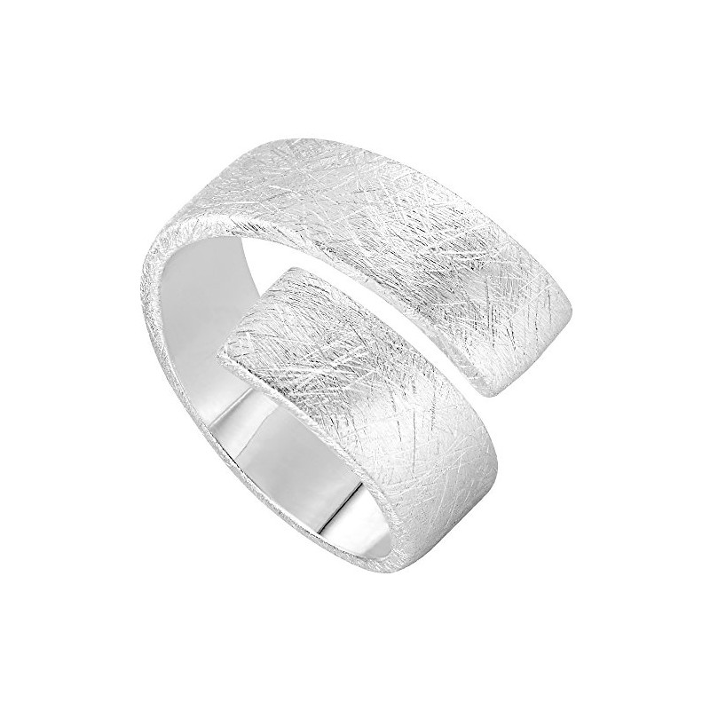 Vinani Solid Band Ring Adjustable Brushed 925 Sterling Silver Ring