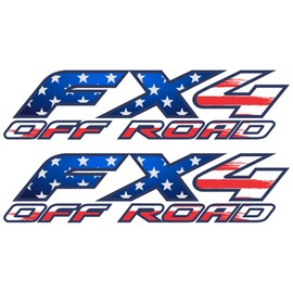 2X GOLD HOOK FX4 Off-Road Decals Kit, Compatible with Ford F150 F250 F350 F Truck (1997-2010), Bed Side Replacement Stickers (American Flag, Metallic Finish)