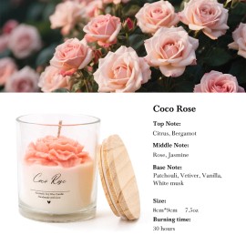 AIKUN Luxury Handmade Peony Flower Scented Candle Soy Wax Glass Jar Aromatherapy Candle for Wedding Giftcolor: Coco Rose, size: 8*9cm, scents: DESSERT, candle weight: 7.5oz