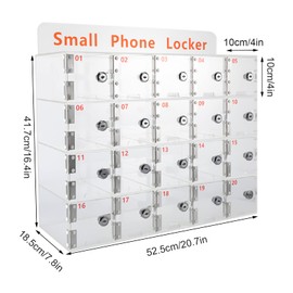 Cell Phone Storage Locker, 20 Slots Acrylic Material With Door Locks And Keys, Cell Phone Storage Box With Lock，Cell Phone Lockers For Employees，Wall-Mounted Cabinet Pocket Office Classroom Gym Box