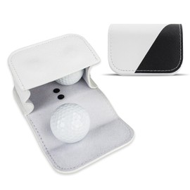 Crest Golf Ball Case, Tea Pouch for 2 Balls, Golf Ball Pouch, Stylish, Lightweight, Popular Golf Equipment, Gift for Golfers, Golf Ball Holder, PU Leather Prop Bag (3 Patterns, Black and White), Bevel, Minimalist