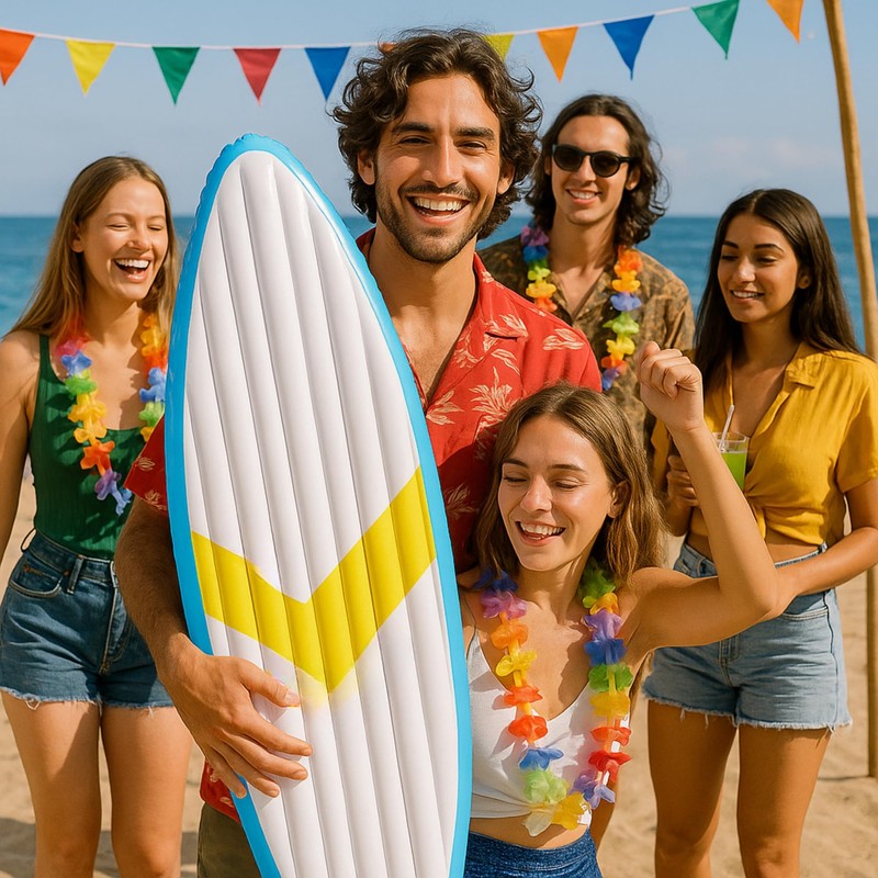 150 cm Inflatable Surfboard | Blow Up Pool Float, Tropical