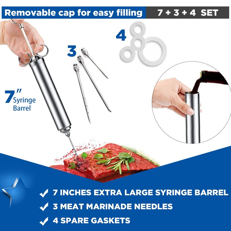 4 oz Stainless Steel Commercial Grade Meat Marinade Flavor Injector