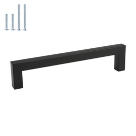 homdiy Black Cabinet Pulls Square Black Drawer Pulls 6-1/4Inch Hole Centers - 5 Pack Matte Black Cabinet Pulls Black Handles for Cabinets, Cupboard