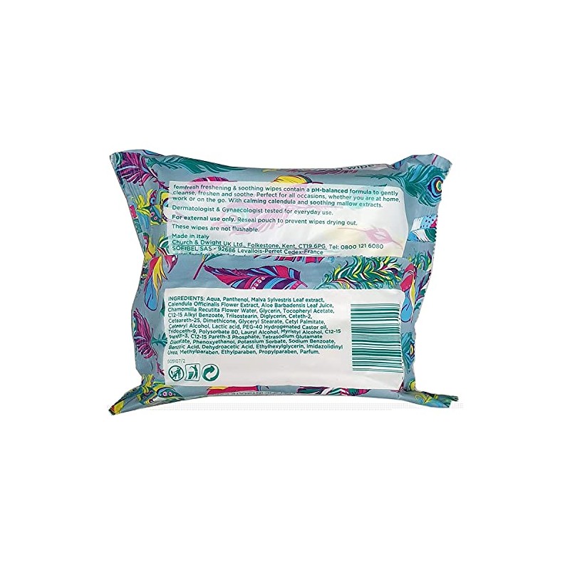 Femfresh Freshening & Soothing Wipes, Feminine Hygiene Wipes with Calendula