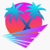 Retro 80'S Sunset Palms Bumper Sticker Window Vinyl Decal 5"