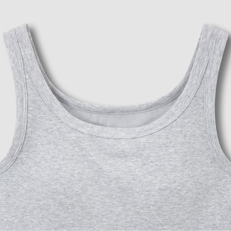 JAJU [JAJU] Women's Cotton Rib Tank Bra Camisole_Melange Grey