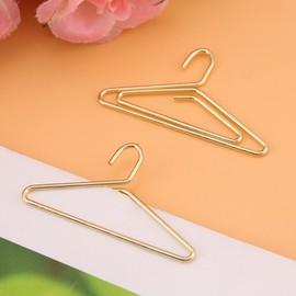 ASHATA 12 Pieces Paper Clips, 12 Pieces Clothes Hangers Shape Paper Clips Dispenser Portable Bookmark Document Organizing Beautiful Stainless Steel Paper Clips in Storage Box Set Gold