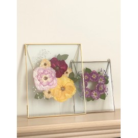 Beedecor Double Glass Frame for Pressed Flowers, Leaf and Artwork - Set of 2 Hanging Picture Frames, Tempered Glass Floating Pressed Flower Frames, Large Rectangular Wall Decor Photo Display, Clear