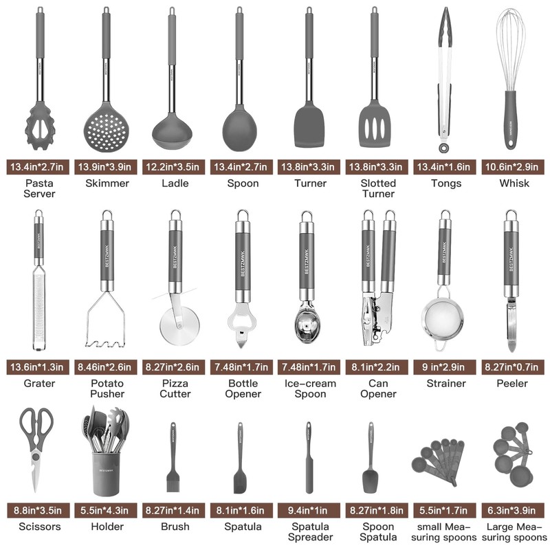 Kitchen Utensils Set-Silicone Cooking Utensils-32pcs Non-Stick Silicone Cooking Kitchen Utensils