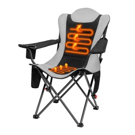 OUTSIDER Heated Camping Chair Heavy Duty 3-Position Folding Camp Chair with 3 Heat Levels, Cup Holder & Side Storage - Outdoor Heating Camping Chair for Adults, Supports 350lbs,Battery Not Included