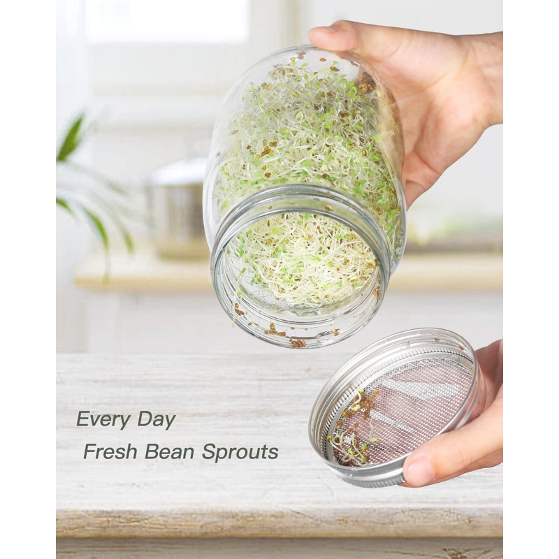12 Pack Sprouting Lids, 316 Stainless Steel Screen Lid for