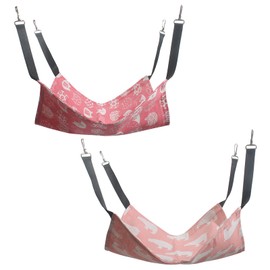 2 Piece Cat Hammock Hamster Hammock with Metal Buckle for Small Animals Nap Hammock Summer 10.6 x 10.6 inches (27 x 27 cm) Breathable for Playground Suitable for Small Kittens Small Pets (Red Cat +
