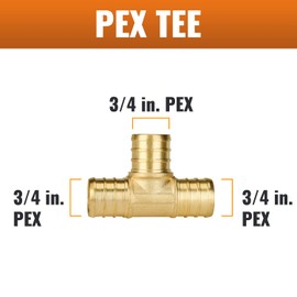 SUNGATOR 3/4 Inch PEX Tee Brass Crimp Fittings(12-Pack), 3/4" x 3/4" x 3/4", No Lead Brass