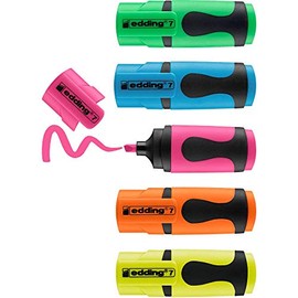 edding 7 mini highlighter - neon colours - 5 highlighter pens - chisel nib 1-3 mm - small highlighter in trendy colours - for bullet journals, school, college, university or the office