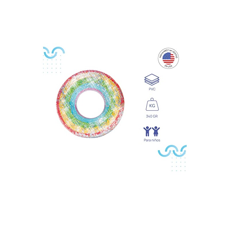 Summer Waves Anillo Salvavidas Inflable Arcoiris, Flotador Anillo PVC para