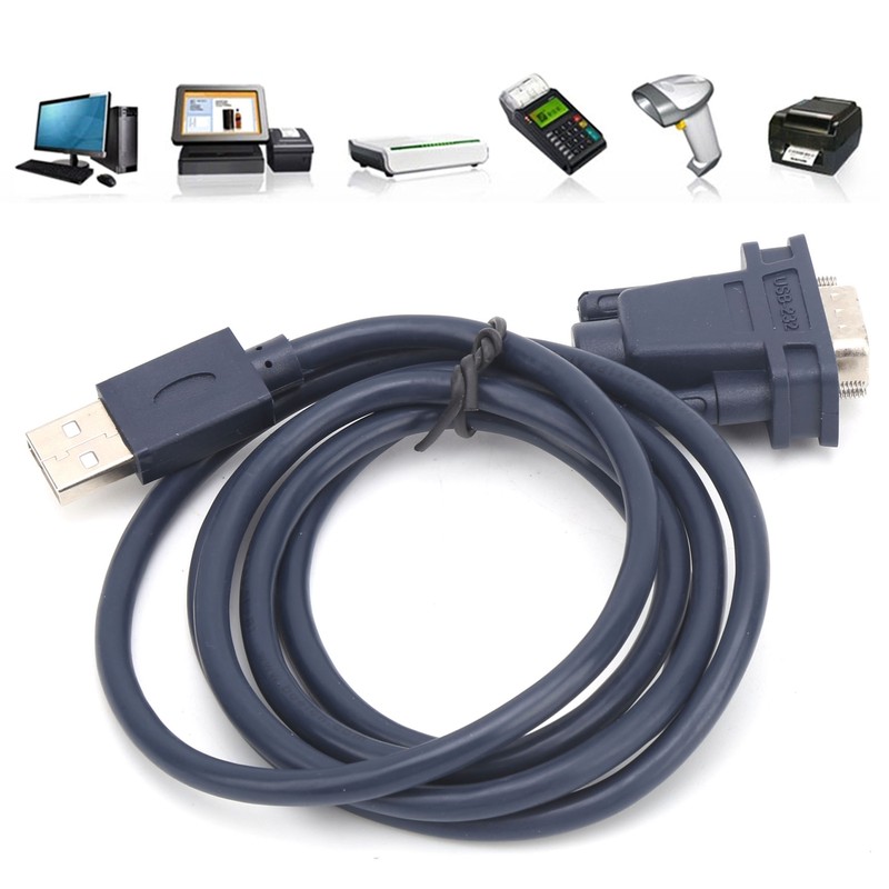 USB to RS232 Serial Cable Black Industrial Grade 9Pin Computer