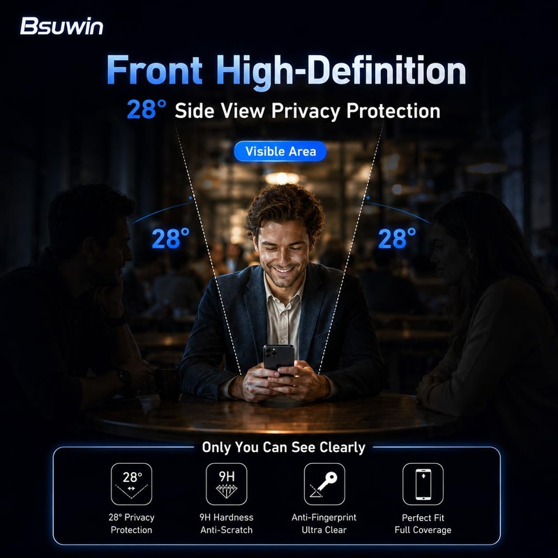 BSUWIN 2 Pack Privacy Screen Protector for T-mobile Revvl 8