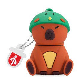 BORLTER CLAMP 64GB USB Flash Drive Cute Flash Drive in the Shape of a Capybara (Kingfisher Hat) Memory Stick Novelty USB Thumb Drive Pendrive Gift for External Data Storage