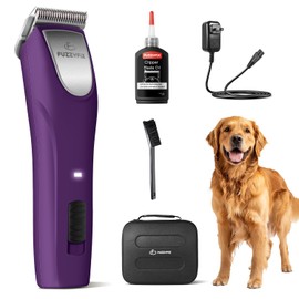 FuzzyFix Professional Dog Clippers for Grooming - 2 Speed Detachable Blade Pet Grooming Kit for Thick Curly Matted Coats - Low Noise Heavy Duty Cordless Hair Trimmer for Animal Pet Horse