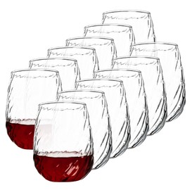 Stemless Wine Glasses Set of 12, 17 oz Red White Wine Glasses