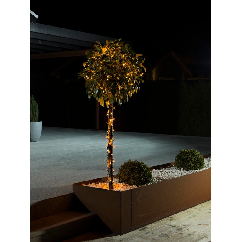 Konstsmide LED Lichterkette, mit Glimmereffekt, 160 bernsteinfarbene Dioden (80 glimmend),