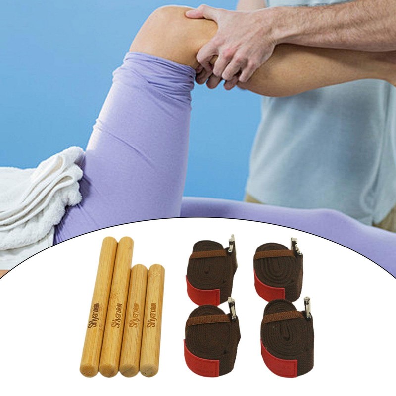 Milageto Solid Massage Stick Set,Bamboo Massage Roller Sticks for Relax
