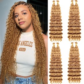 SUYIAPIY Braiding Hair Deep Wave Bulk Hair for Braiding Boho Hair for Braiding Deep Water Wave Braiding Hair No Weft Wet and Wavy Braiding Hair Extensions (27#, 18 inch,8pack)