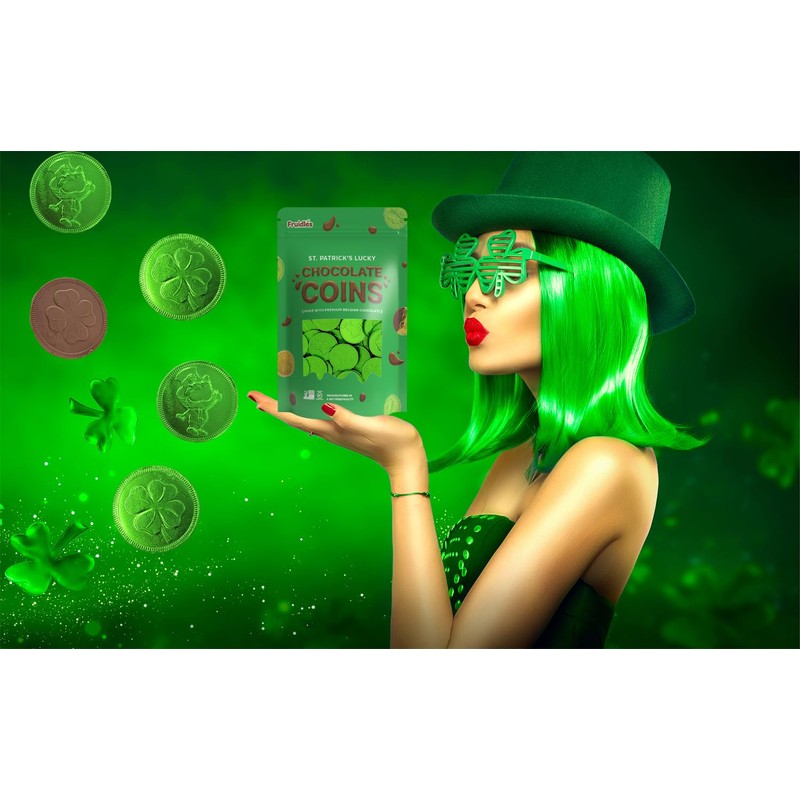 Fruidles Saint Patrick's Day Chocolate Coins Green Coins, Belgian Nut-Free