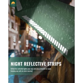 Chakipee Umbrella Windproof Strong Compact Travel Green Pocket Automatic Reflective Safety Strip Folding Outdoor for Rain Inverted Umbrellas for Men and Women 8 Ribs Double Canopy Portable