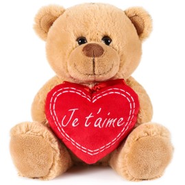 BRUBAKER Teddy Plush Bear with Heart Red - Je T'Aime - 25 cm - Teddy Bear Plush Teddy Cuddly Toy Cuddly Toy - Brown Light Brown