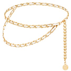 HIQUACC Leather Chain Belts for Women Girls, Layered Body Chain Belts Metal Waist Chain for Dress Vest Jeans