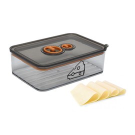 Yomjarl Cheese Container for Refrigerator,Cream Cheeses Storage Box,Cheese Keeper with Airtight Lid and Time Recording,BPA-Free Kitchen Storage Organizer Sliced,Grated,Cheddar Cheeses Saver,Grey